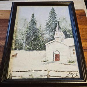 WINTER SCENE OIL PAINTING SIGNED BY ARTIST